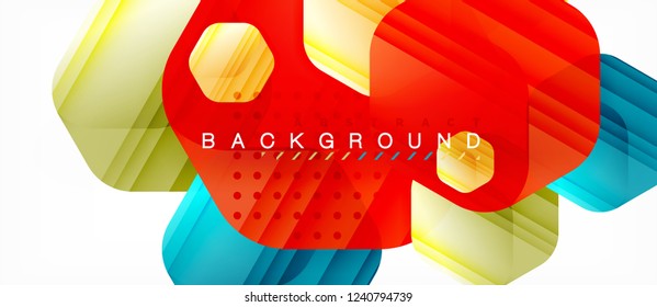 Color brillante hexágono fondo de composición moderna, diseño de vidrio brillante, vector