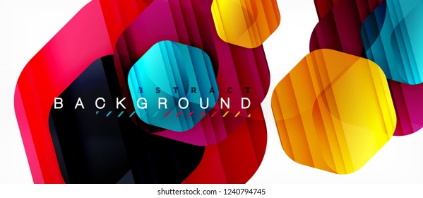 Color brillante hexágono fondo de composición moderna, diseño de vidrio brillante, vector