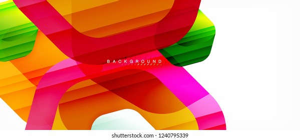 Glossy color hexagons modern composition background, shiny glass design, vector