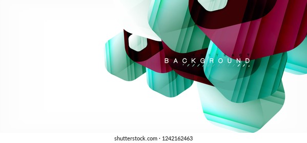 Glossy-Farb-Hexagons, moderner Kompositionshintergrund, glänzendes Glasdesign, Vektorgrafik