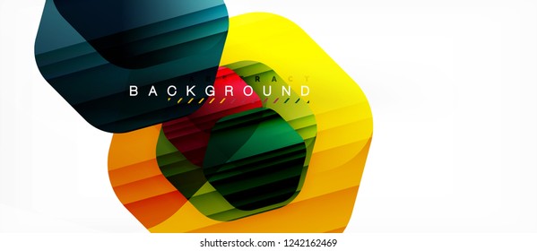 Color brillante hexágono fondo de composición moderna, diseño de vidrio brillante, vector