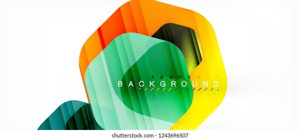 Hexágonos de cor brilhante fundo composição moderna, design de vidro brilhante, vetor