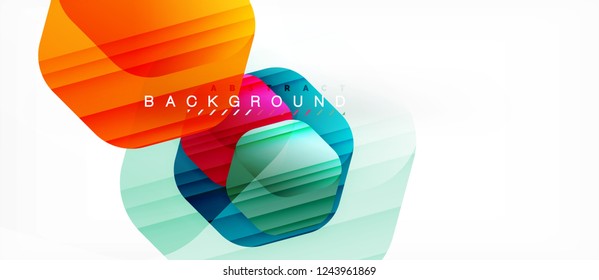 Color brillante hexágono fondo de composición moderna, diseño de vidrio brillante, vector