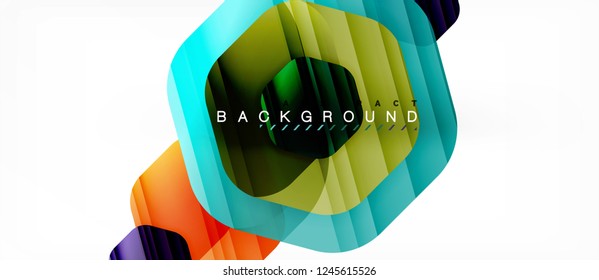 Glossy color hexagons modern composition background, shiny glass design, vector