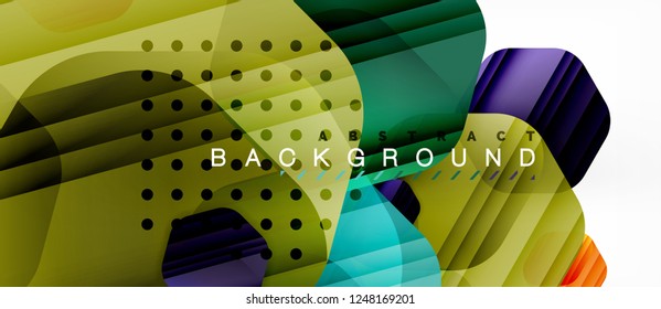 Glossy color hexagons modern composition background, shiny glass design, vector