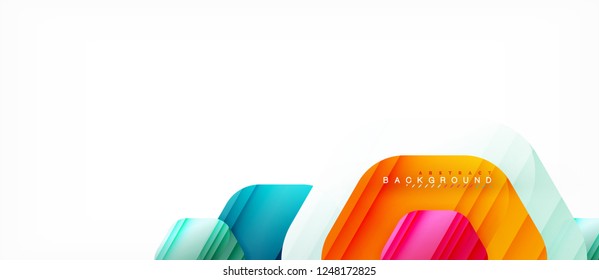 Glossy color hexagons modern composition background, shiny glass design, vector