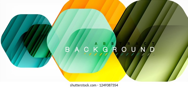 Color brillante hexágono fondo de composición moderna, diseño de vidrio brillante, vector
