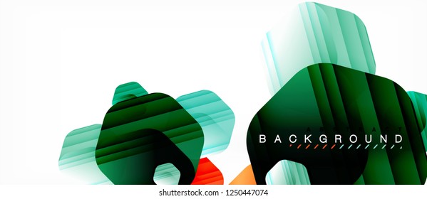 Glossy color hexagons modern composition background, shiny glass design, vector