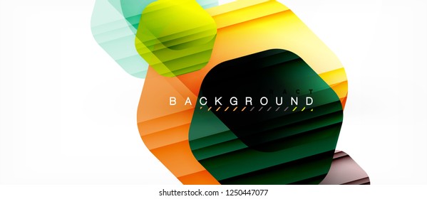 Glossy color hexagons modern composition background, shiny glass design, vector