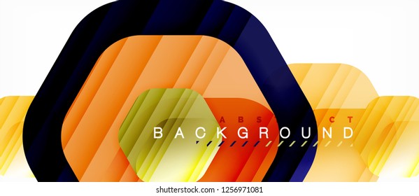 Color brillante hexágono fondo de composición moderna, diseño de vidrio brillante, vector