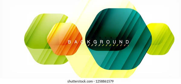 Hexágonos de cor brilhante fundo composição moderna, design de vidro brilhante, vetor