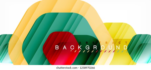 Color brillante hexágono fondo de composición moderna, diseño de vidrio brillante, vector