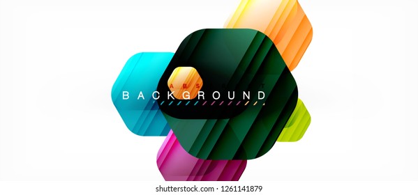 Color brillante hexágono fondo de composición moderna, diseño de vidrio brillante, vector