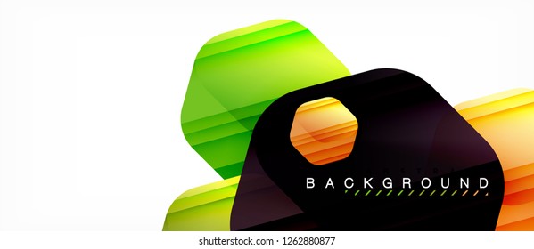 Color brillante hexágono fondo de composición moderna, diseño de vidrio brillante, vector