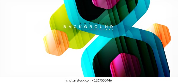 Glossy-Farb-Hexagons, moderner Kompositionshintergrund, glänzendes Glasdesign, Vektorgrafik