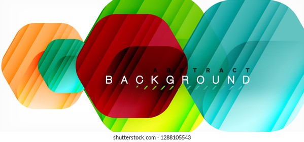 Glossy-Farb-Hexagons, moderner Kompositionshintergrund, glänzendes Glasdesign, Vektorgrafik