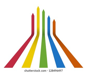 Glossy color perspective up arrow graphic element / perspective up arrows