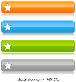 Glossy color rounded buttons with star symbol on white
