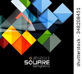 Glossy color squares on black. Geometric abstract background for your message. Vector