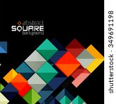 Glossy color squares on black. Geometric abstract background for your message. Vector
