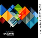 Glossy color squares on black. Geometric abstract background