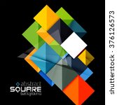 Glossy color squares on black. Geometric abstract background