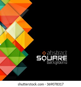 Glossy Color Squares On Black. Geometric Abstract Background