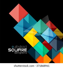 Glossy color squares on black. Geometric abstract background
