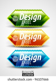 Glossy color vector labels