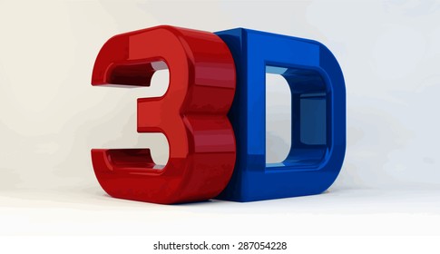 Glossy colored 3D logo isolated on white background with reflection effect. Vector illustration.