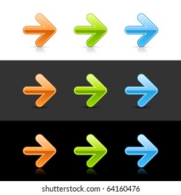 Glossy colored arrow web 2.0 buttons with shadow and reflection