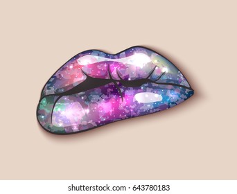Glossy colored galaxy lips