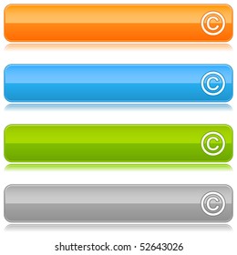 Glossy colored web buttons with copyright sign on white