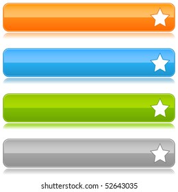Glossy colored web buttons with star sign on white