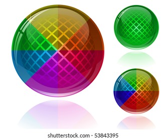 Glossy colorful abstract spheres with patterns. Only simple gradient used.