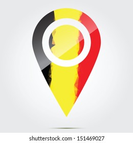 Glossy colorful Belgium map application point label symbol 