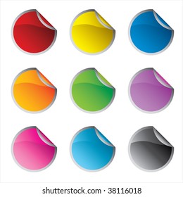Glossy colorful circle stickers set