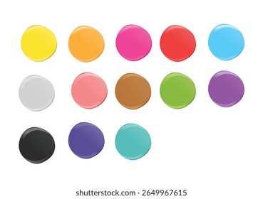 Glossy Colorful Circle Swatches Vector Set