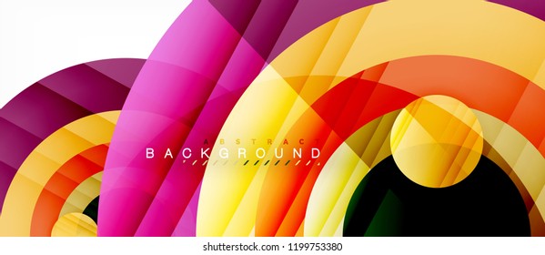 Glossy colorful circles abstract background, modern geometric design, vector