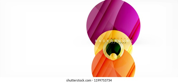 Glossy colorful circles abstract background, modern geometric design, vector