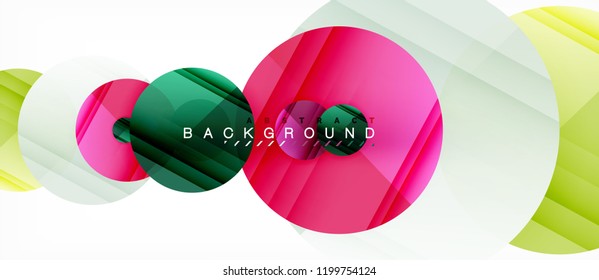 Glossy colorful circles abstract background, modern geometric design, vector