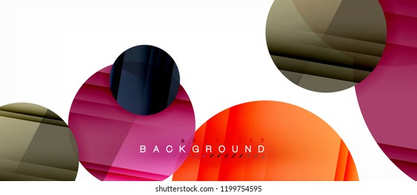 Glossy colorful circles abstract background, modern geometric design, vector