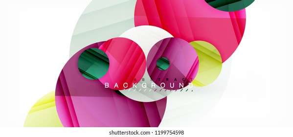 Glossy colorful circles abstract background, modern geometric design, vector