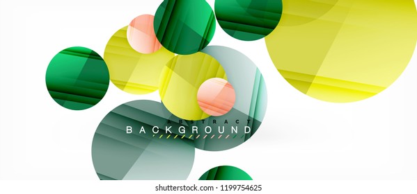 Glossy colorful circles abstract background, modern geometric design, vector