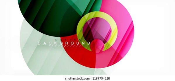 Glossy colorful circles abstract background, modern geometric design, vector