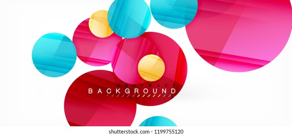 Glossy colorful circles abstract background, modern geometric design, vector