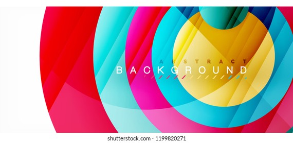 Glossy colorful circles abstract background, modern geometric design, vector