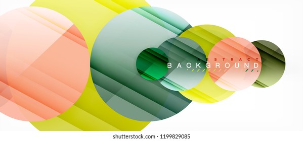 Glossy colorful circles abstract background, modern geometric design, vector