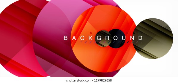 Glossy colorful circles abstract background, modern geometric design, vector