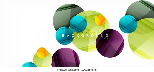 Glossy colorful circles abstract background, modern geometric design, vector